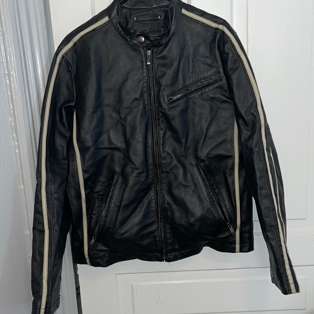 Authentic vintage leather biker jacket